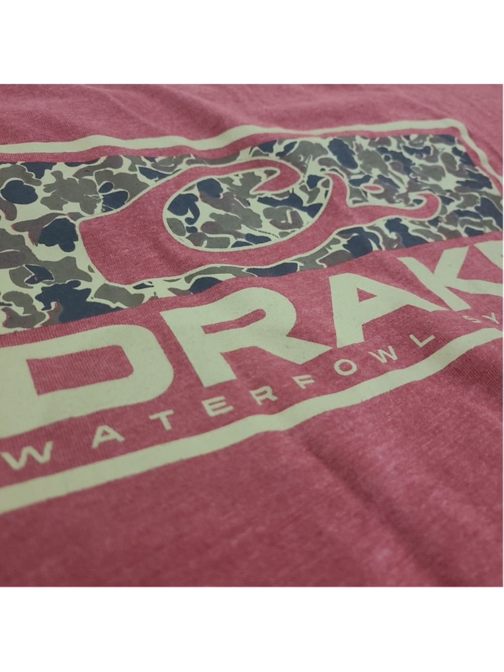 Drake Waterfowl Old School Bar Sz 2XL Long Sleeve T-Shirt Maroon Red Camo Logo - Picture 7 of 11